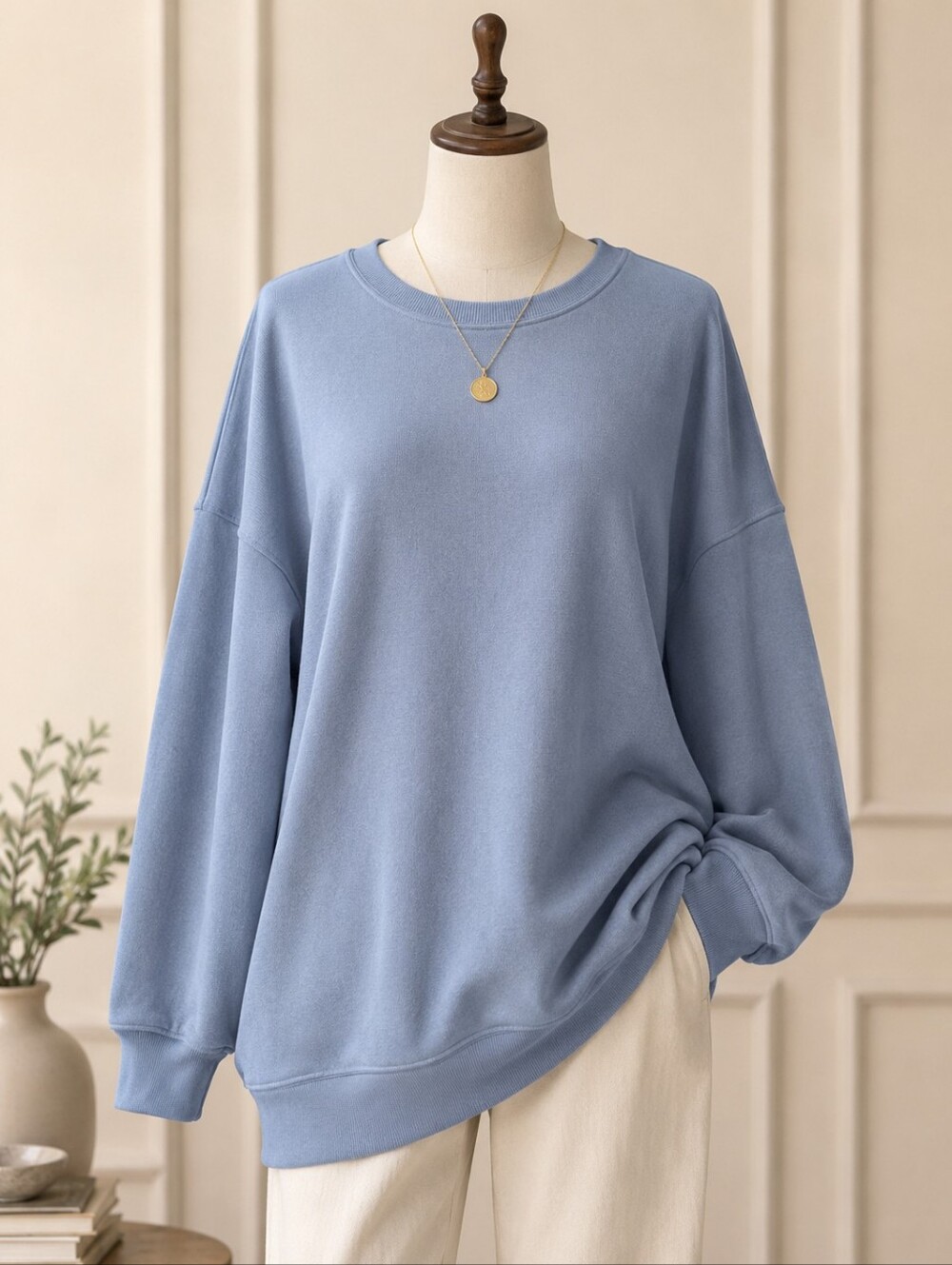 Halara Blue Oversized Sweatshirt Tunic Medium Pockets Athleisure